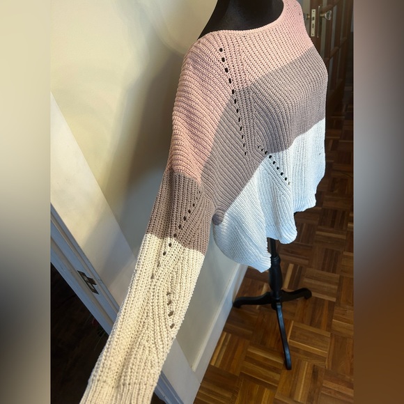 Stripped Pink brown and white XL knitted sweater - Picture 3 of 7